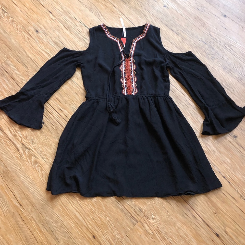 True Destiny Embroidered Cold Shoulder Dress